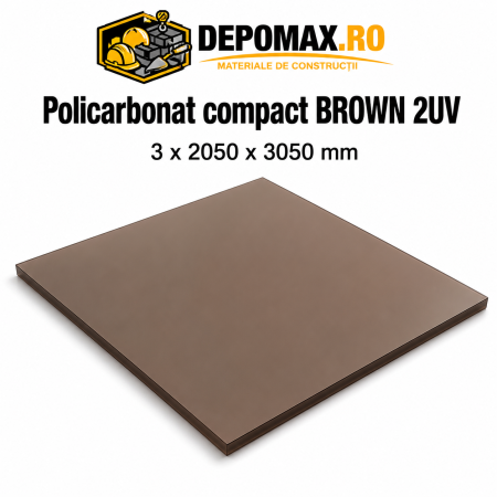Policarbonat compact Brown 2UV 3 x 2050 x 3050 mm